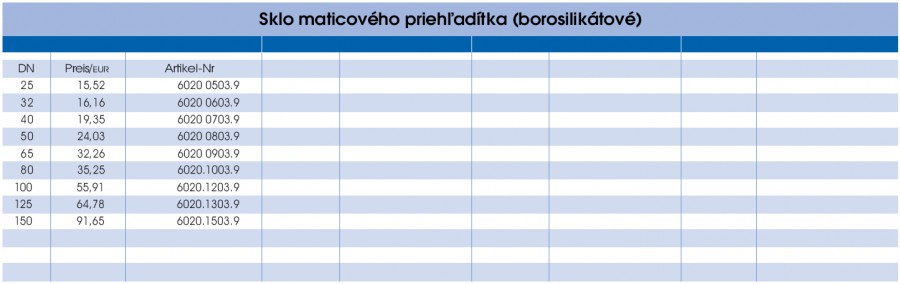 Sklo maticového priehľadítka - prava strana parametrov